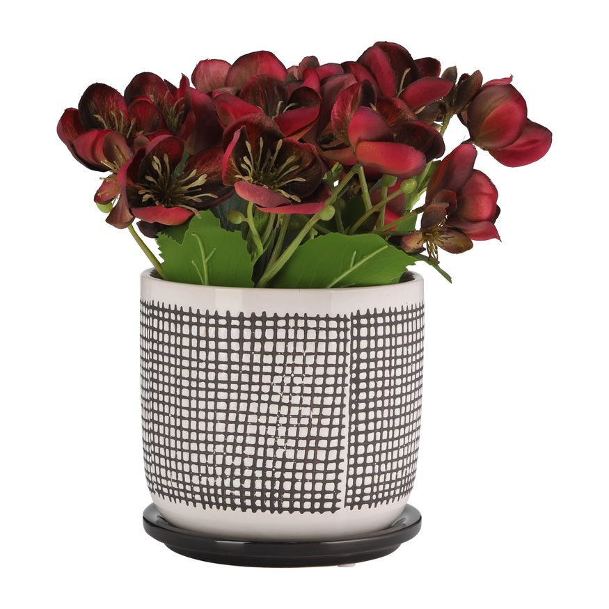 Sagebrook 6" Mesh Design Planter With Saucer - Gray