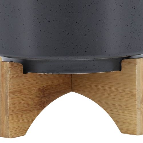 Sagebrook™ 8" Planter With Wood Stand - Matte Gray