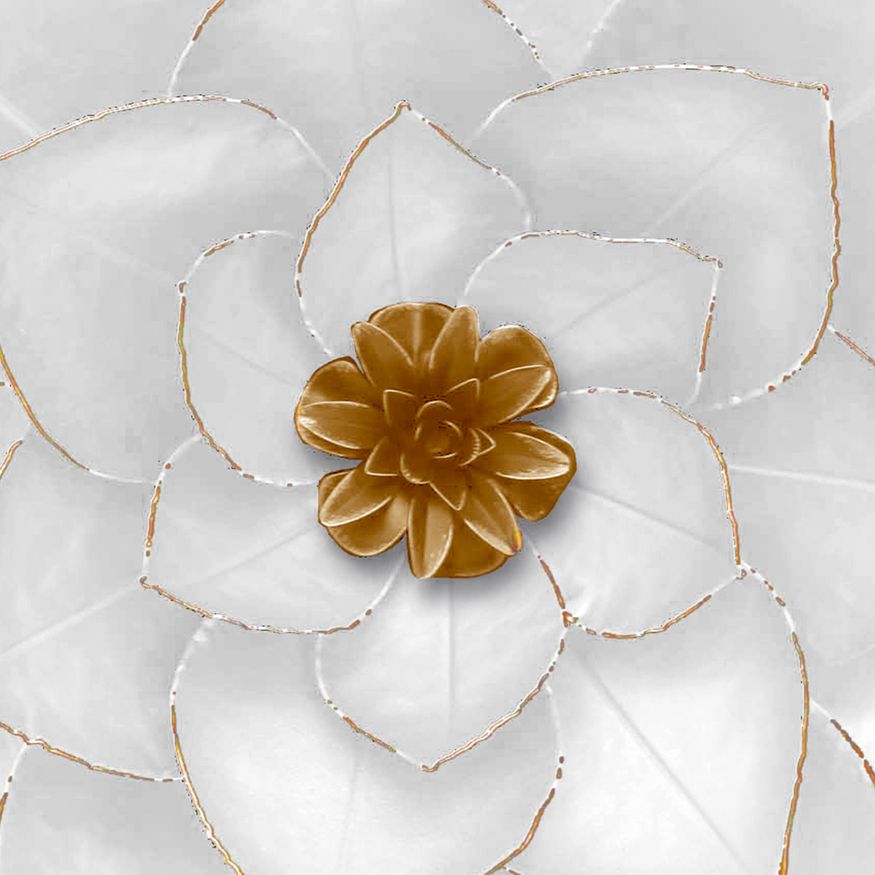 Sagebrook Metal Large Lotus Wall Decor - White/Gold