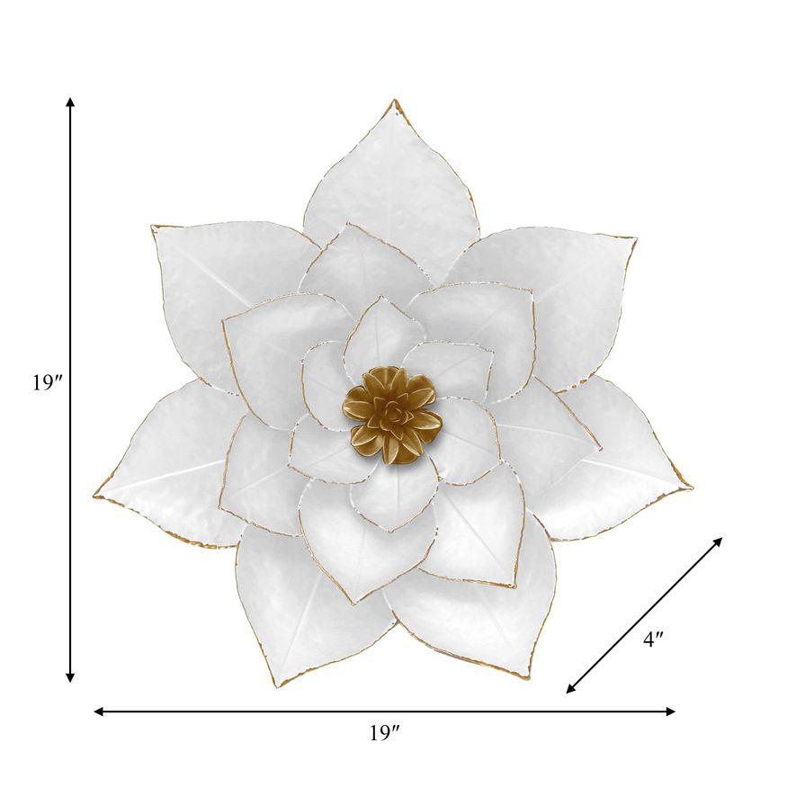 Sagebrook Metal Large Lotus Wall Decor - White/Gold