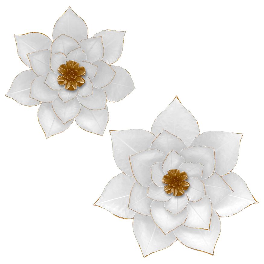 Sagebrook Metal Lotus Wall Decor - White/Gold