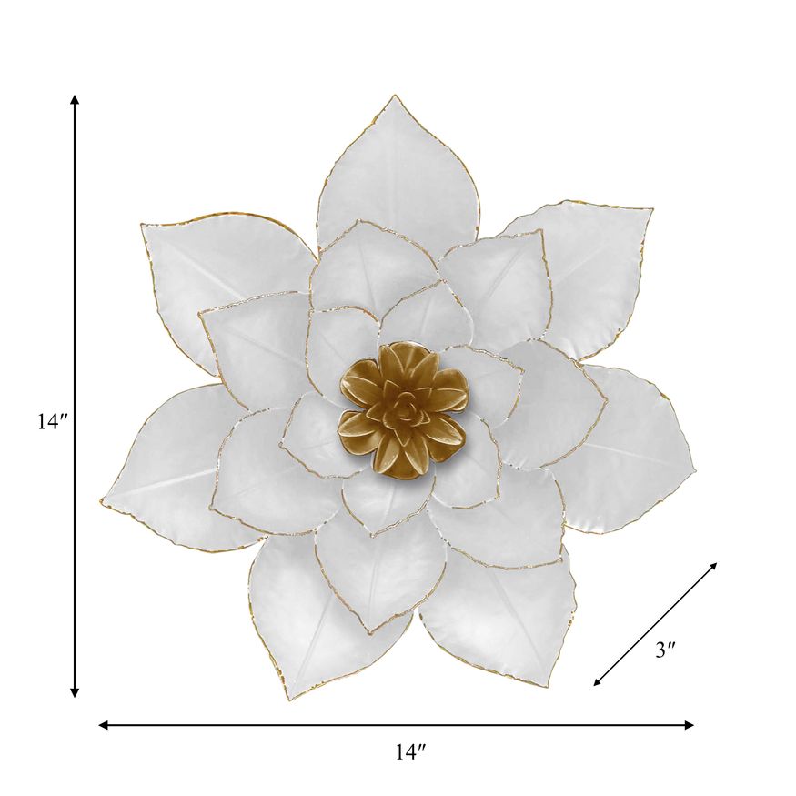 Sagebrook Metal Lotus Wall Decor - White/Gold