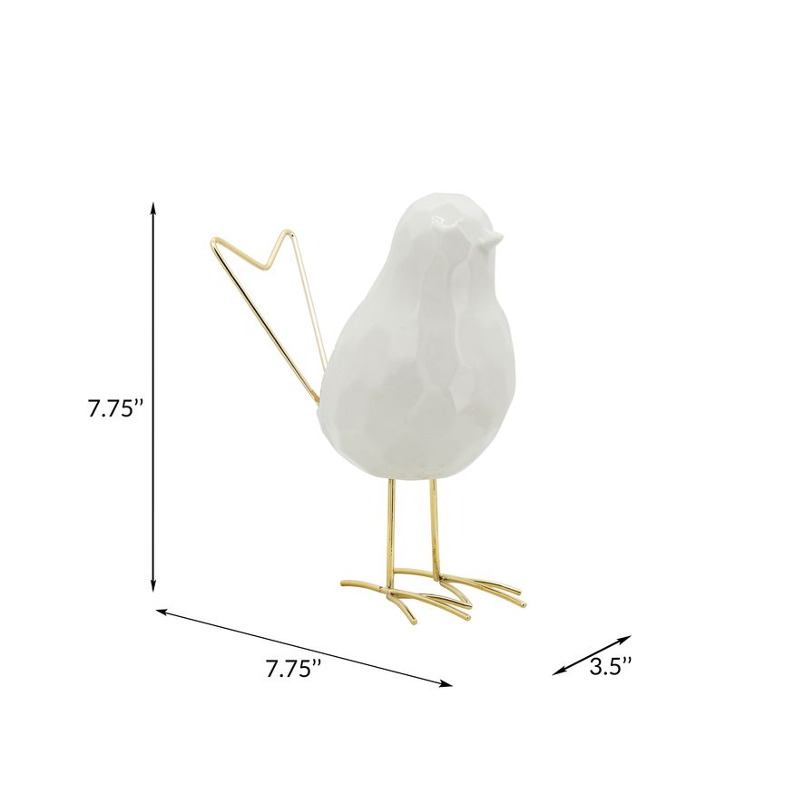 Sagebrook - 8" Bird Statuette in White