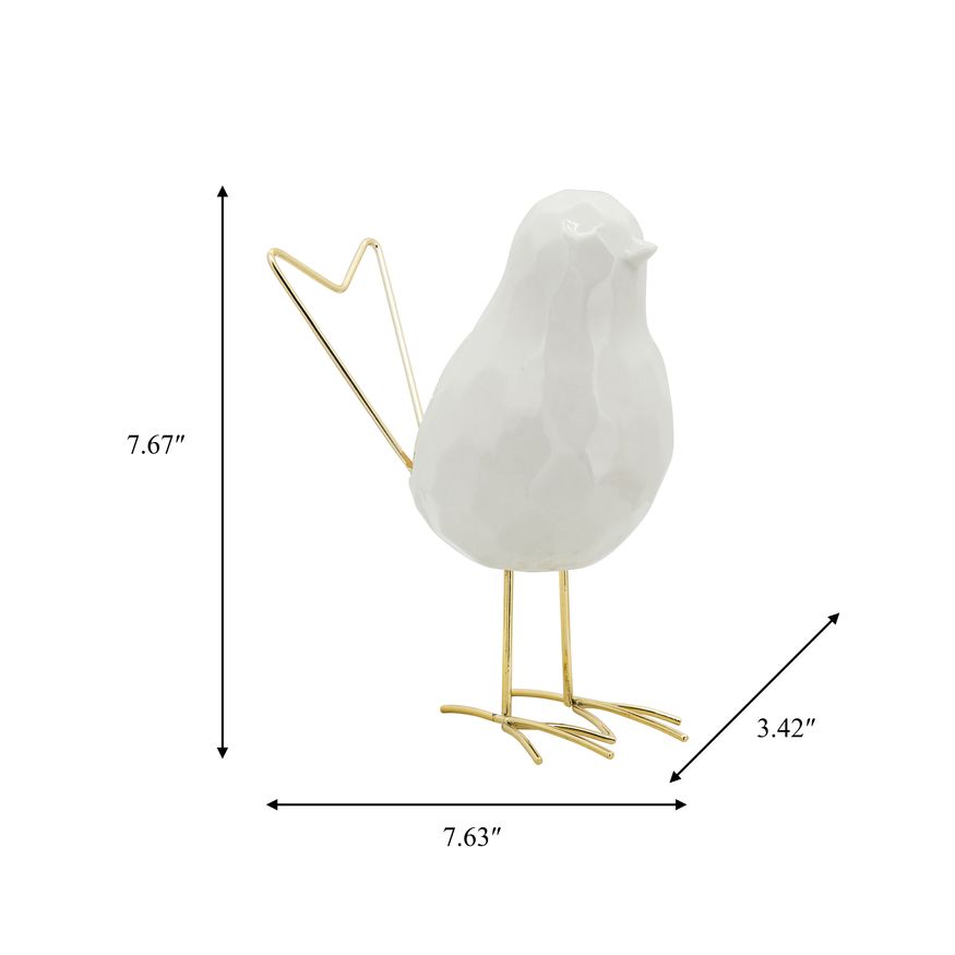 Sagebrook - 8" Bird Statuette in White