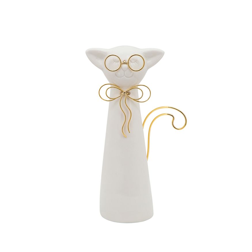 Sagebrook 7" Cat With Glasses Decor