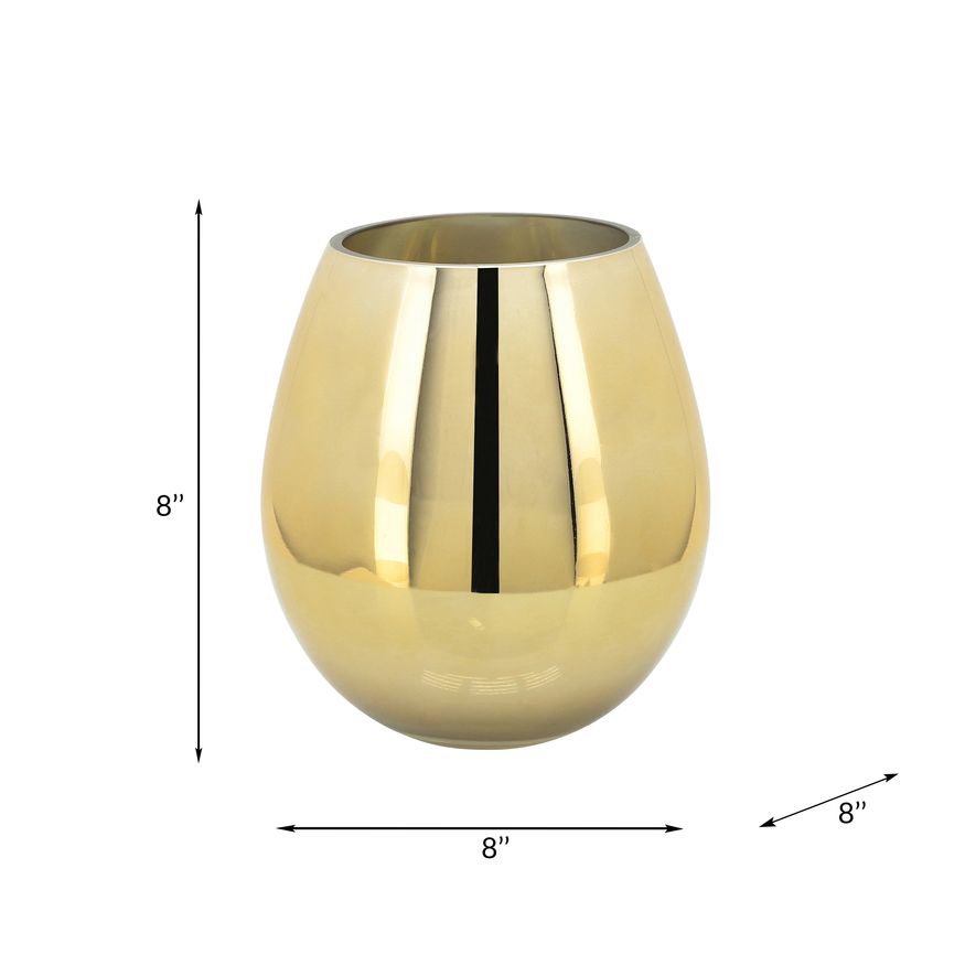 Sagebrook Glass 8" Metallic Vase - Gold