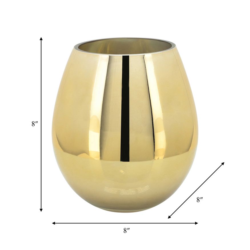 Sagebrook Glass 8" Metallic Vase - Gold