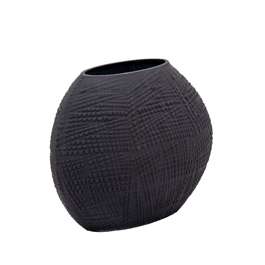 Sagebrook Glass 8" Textured Vase - Black