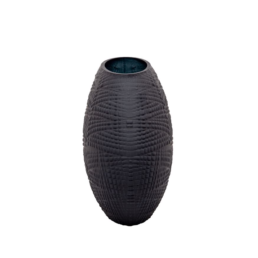 Sagebrook Glass 8" Textured Vase - Black