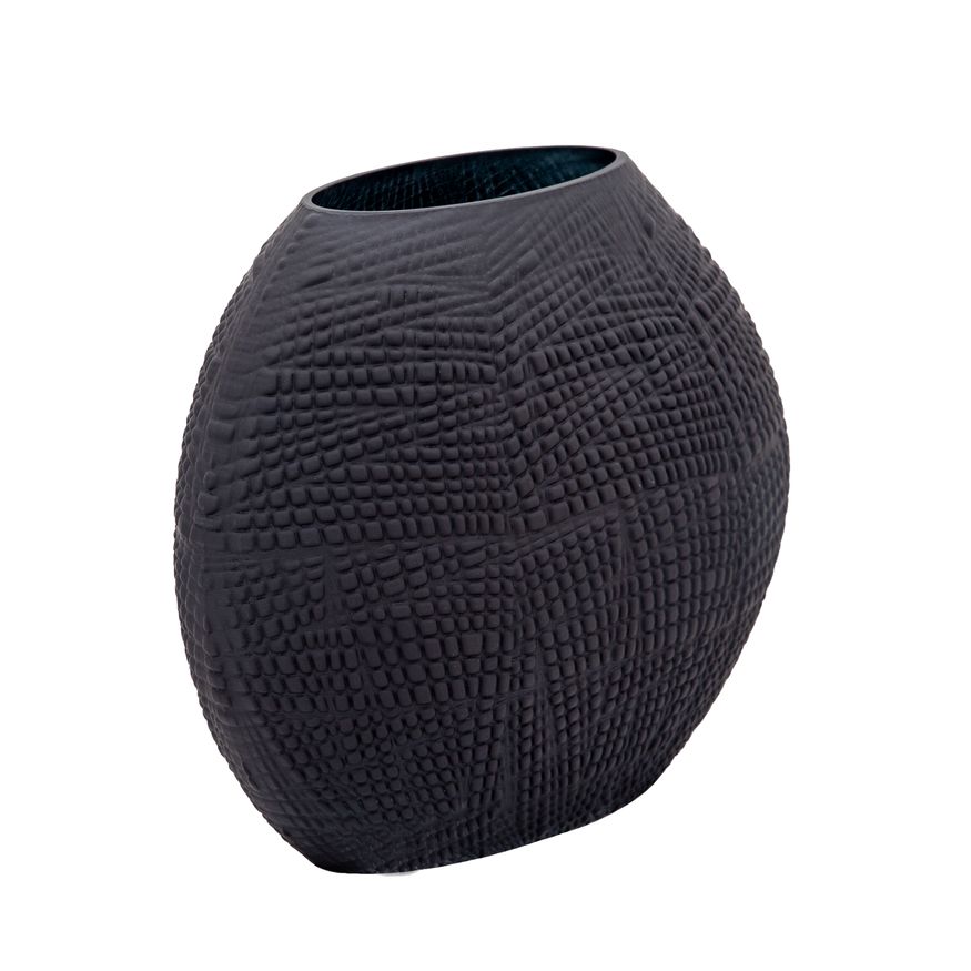 Sagebrook Glass 10" Textured Vase - Black