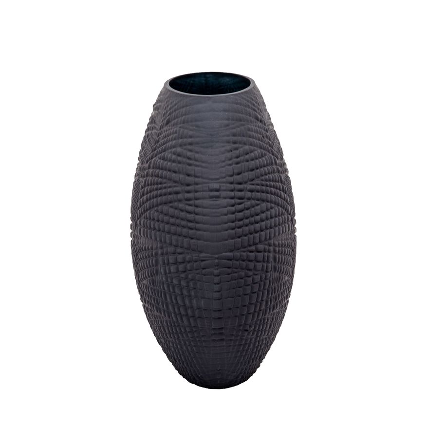 Sagebrook Glass 10" Textured Vase - Black