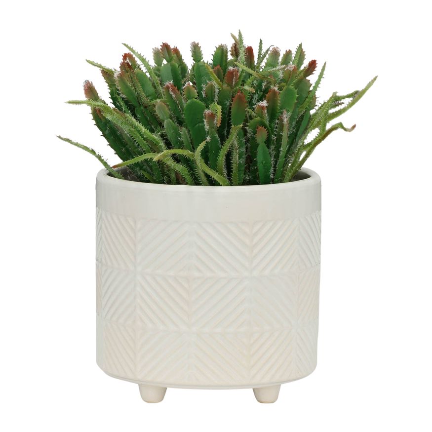 Sagebrook 6"/8" Textured Planters (Set Of 2) - Shiny White