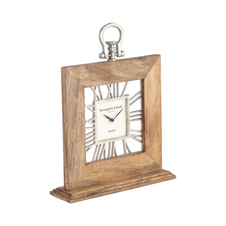 Sagebrook 13"x14" Mango Wood Table Clock - Natural