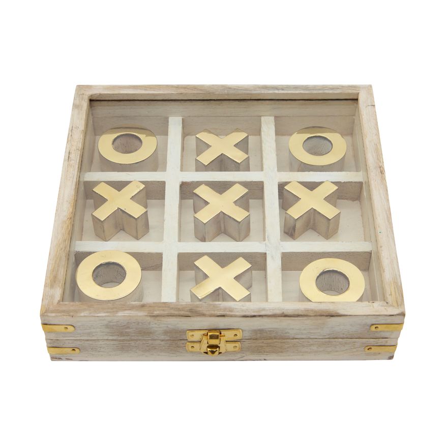 Sagebrook - 8"x8" Wood Tic-Tac-Toe in White