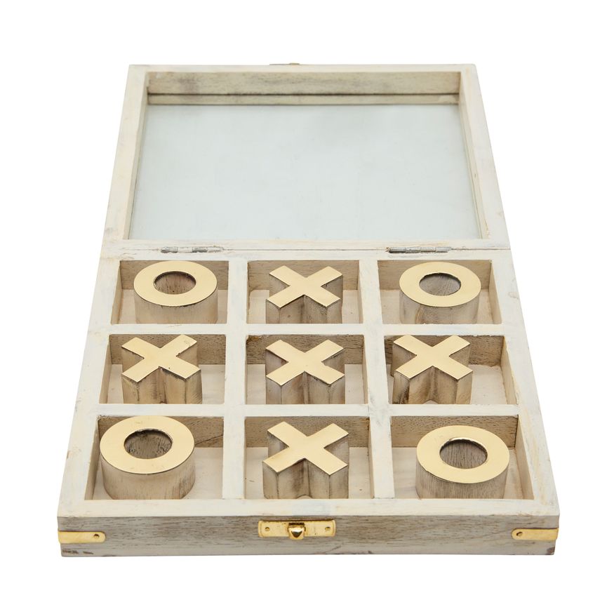 Sagebrook - 8"x8" Wood Tic-Tac-Toe in White