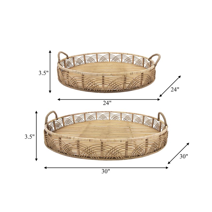 Sagebrook 24"/30" Bamboo Round Trays (Set Of 2) - Natural