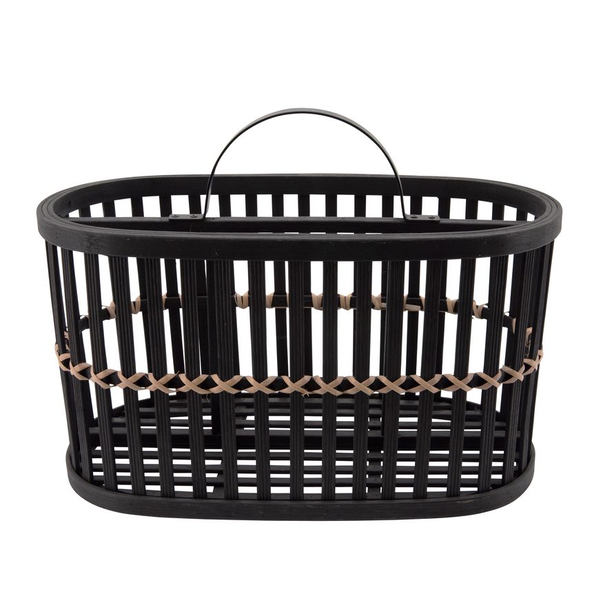 Sagebrook - 14" Woven Oval Basket in Black