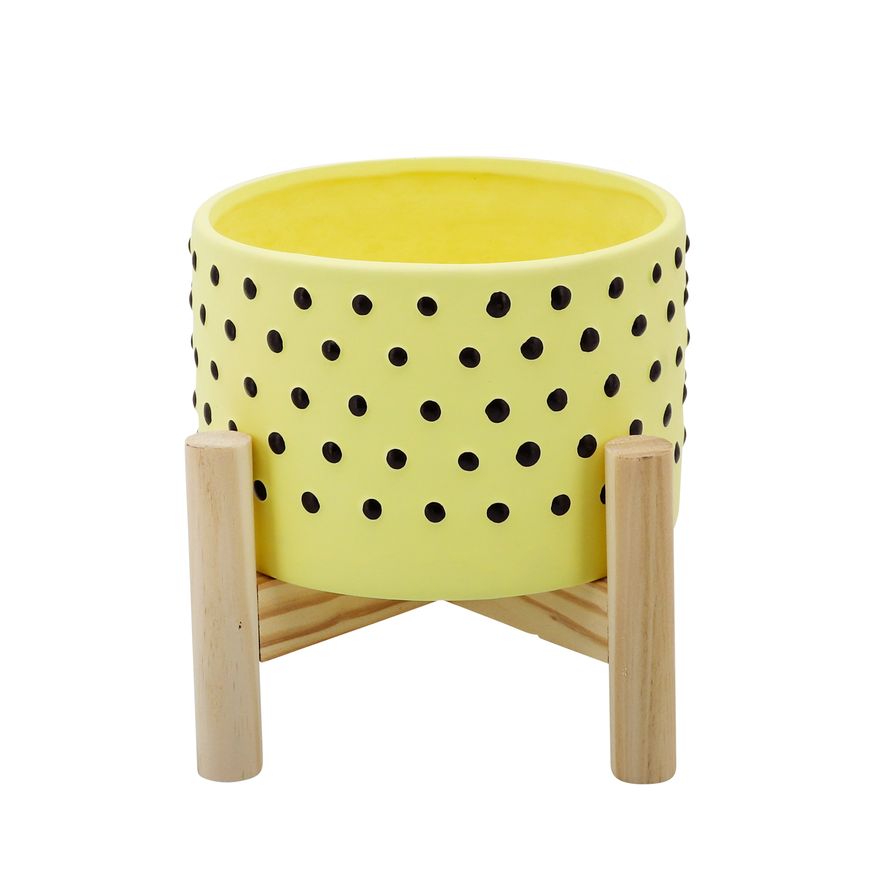 Sagebrook 10" Dotted Planter With Wood Stand