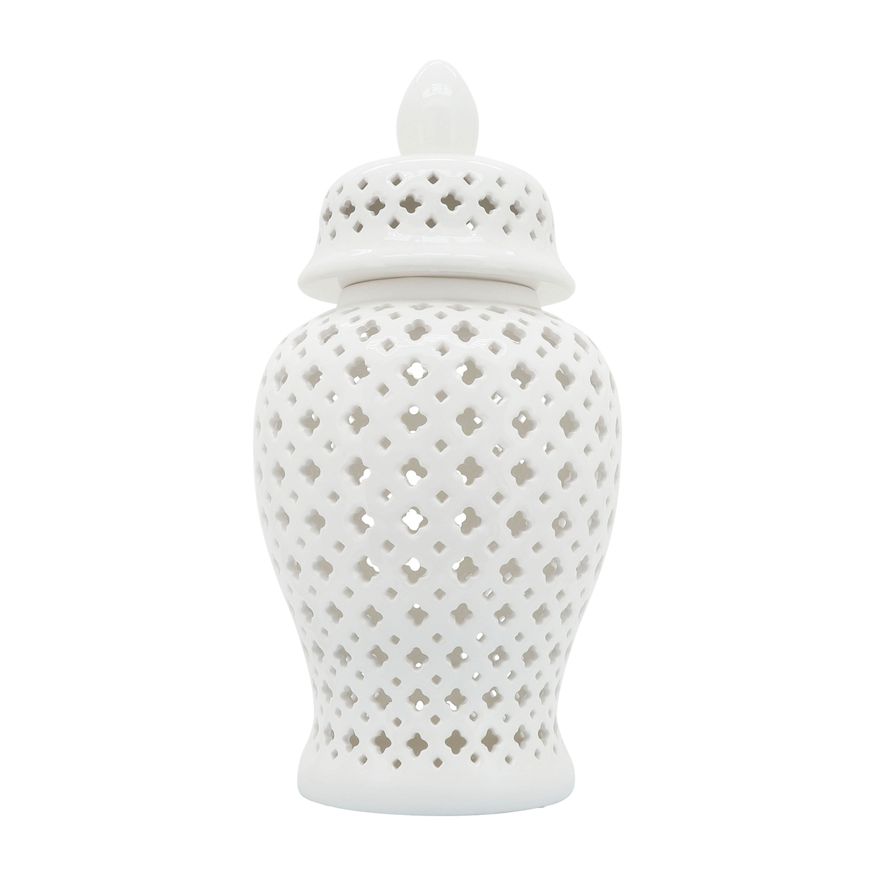 Sagebrook 24" Cut-out Clover Temple Jar - White