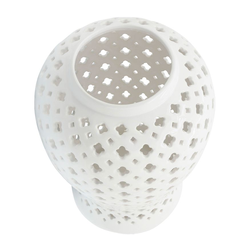 Sagebrook 24" Cut-out Clover Temple Jar - White