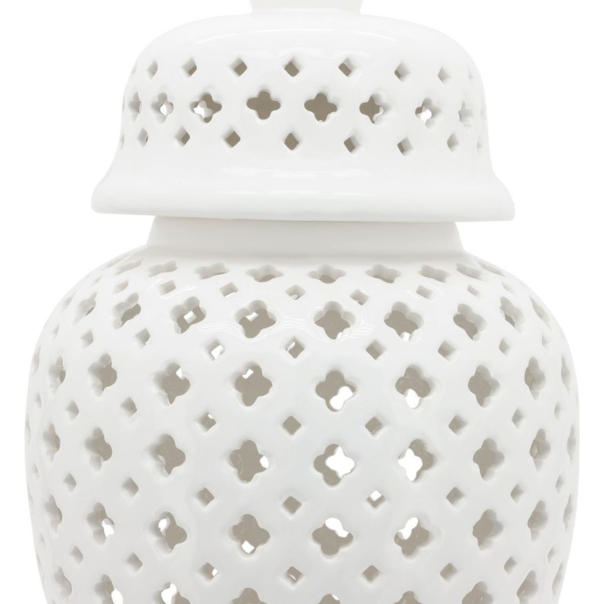 Sagebrook 24" Cut-out Clover Temple Jar - White