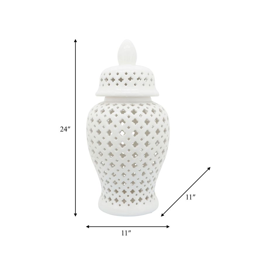 Sagebrook 24" Cut-out Clover Temple Jar - White