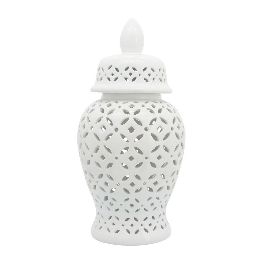 Sagebrook 24" Cut-out Daisies Temple Jar