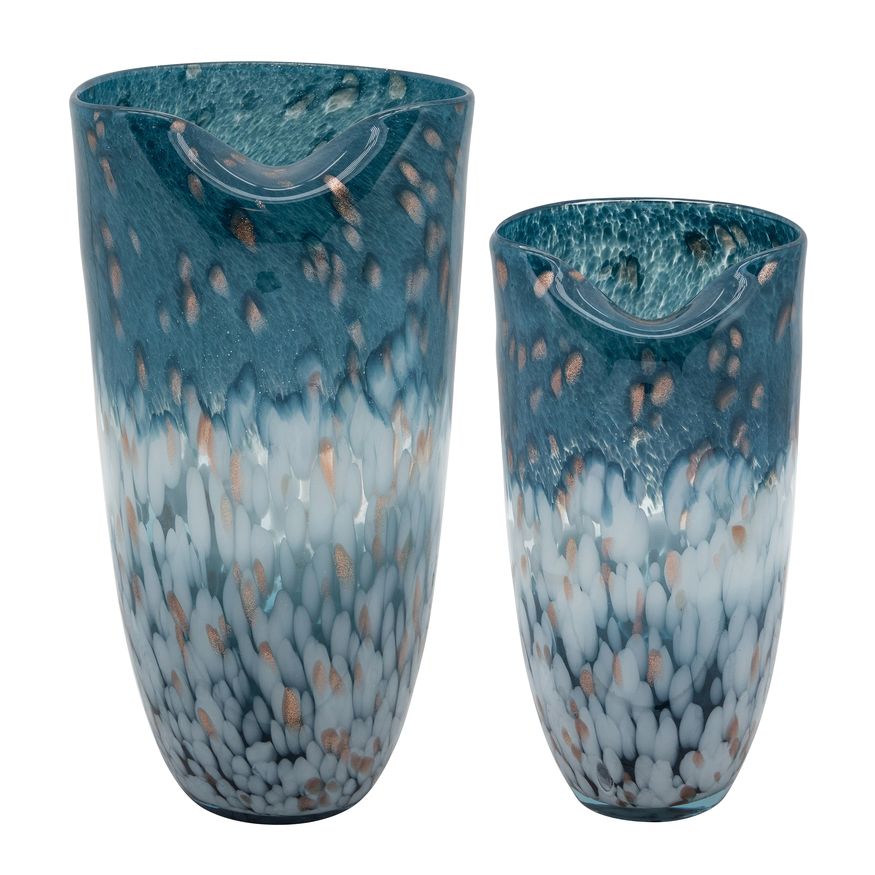 Sagebrook - Glass 14" Ocean Art Vase in Blue