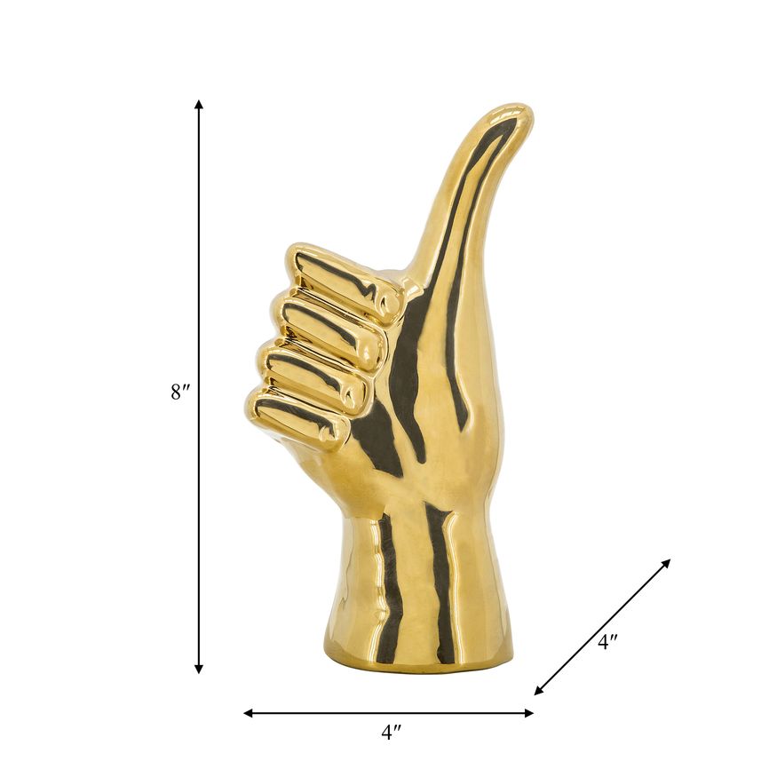 Sagebrook 9" Thumbs Up Table Decor - Gold