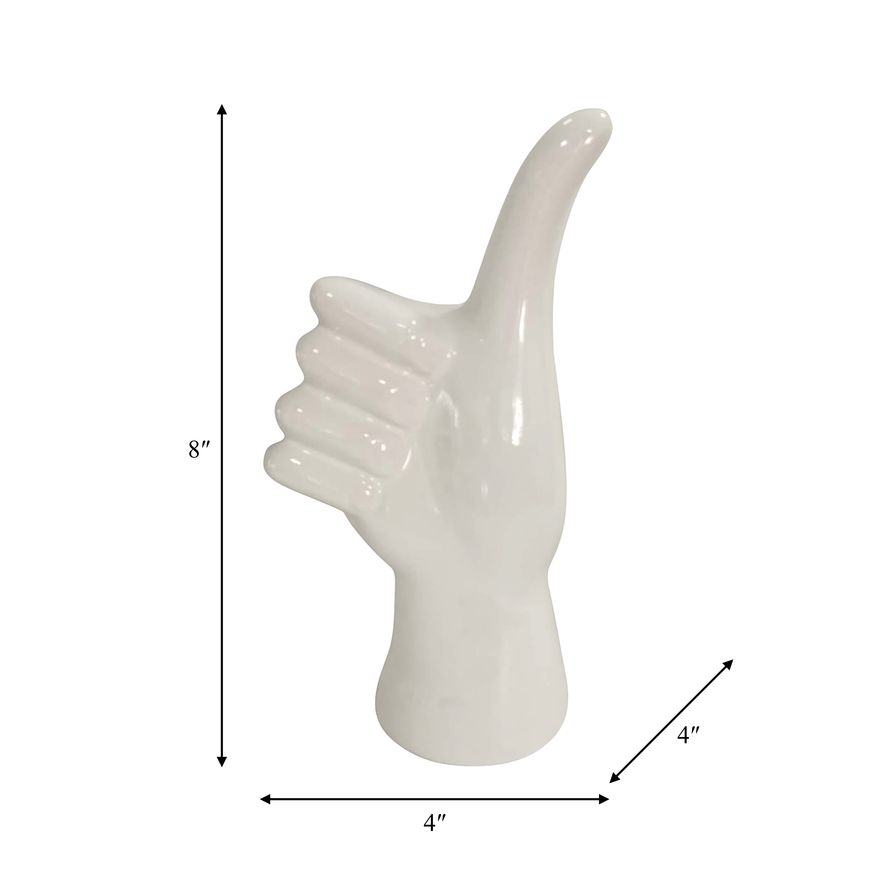 Sagebrook 9" Thumbs Up Table Decor - White