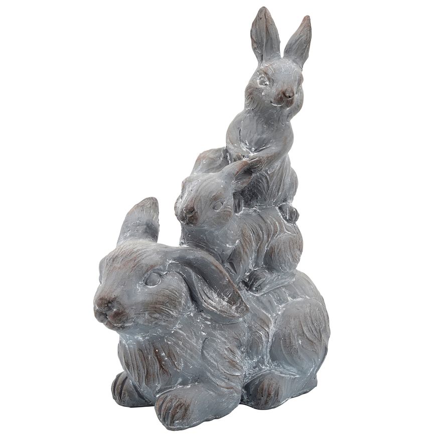 Sagebrook Resin Three Bunnies Decor - Gray