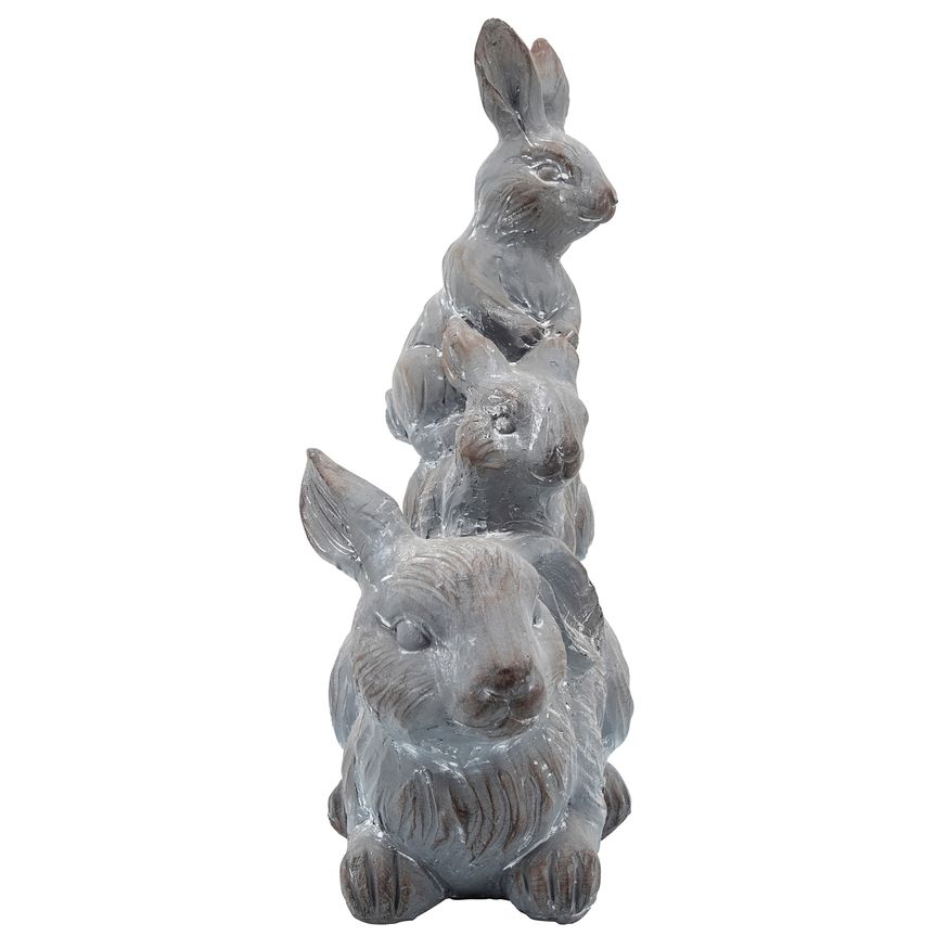 Sagebrook Resin Three Bunnies Decor - Gray