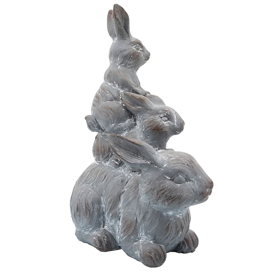 Sagebrook Resin Three Bunnies Decor - Gray