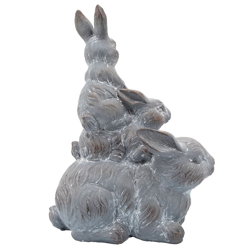 Sagebrook Resin Three Bunnies Decor - Gray