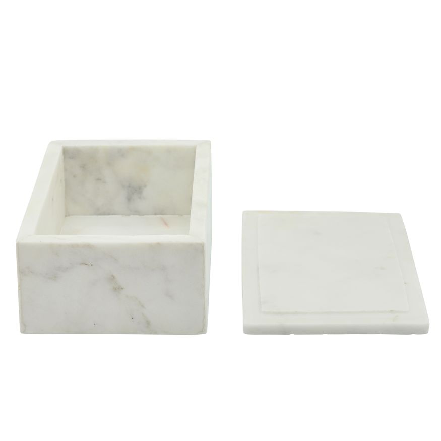 Sagebrook 7"x5" Marble Box With Bee Accent - White