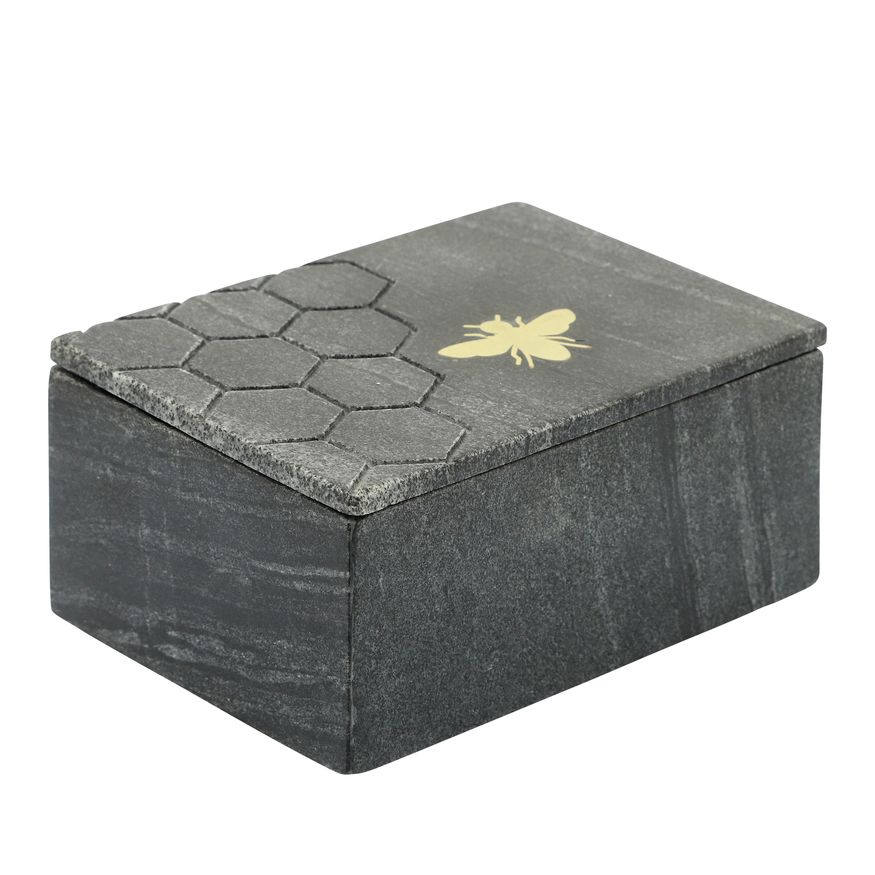 Sagebrook 7"x5" Marble Box With Bee Accent