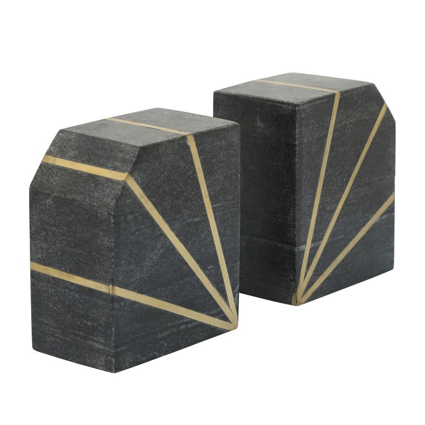 Sagebrook - 6" Marble Pyramid Bookends (Set Of 2)