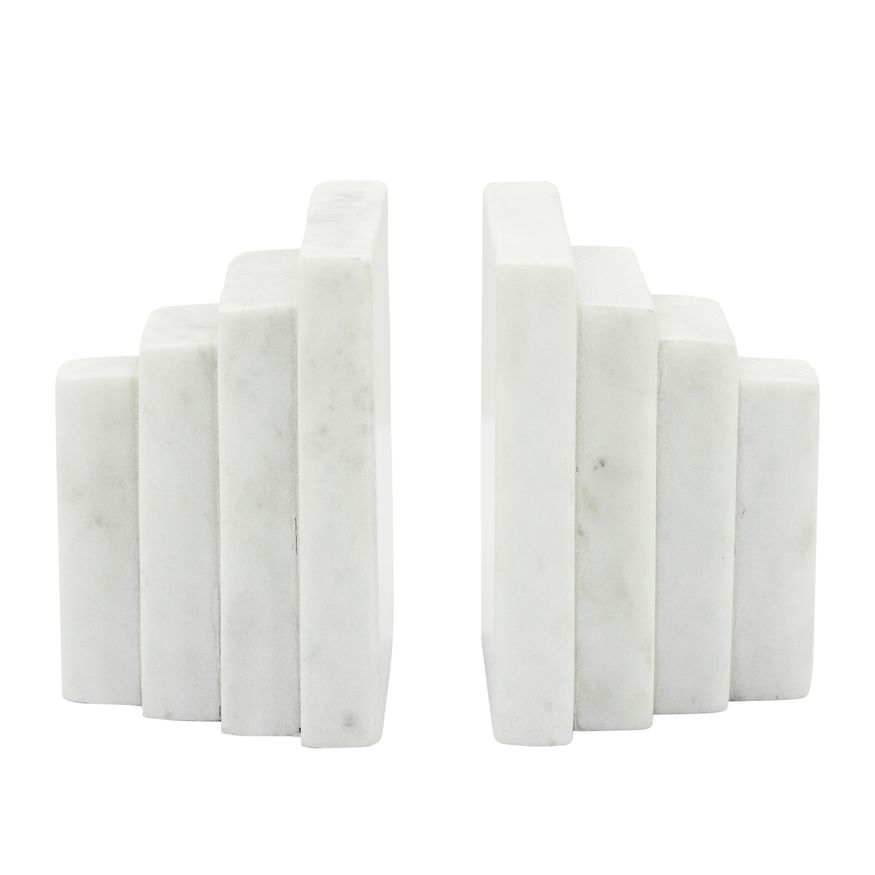 Sagebrook - 5" Marble Block Bookends (Set Of 2) in White