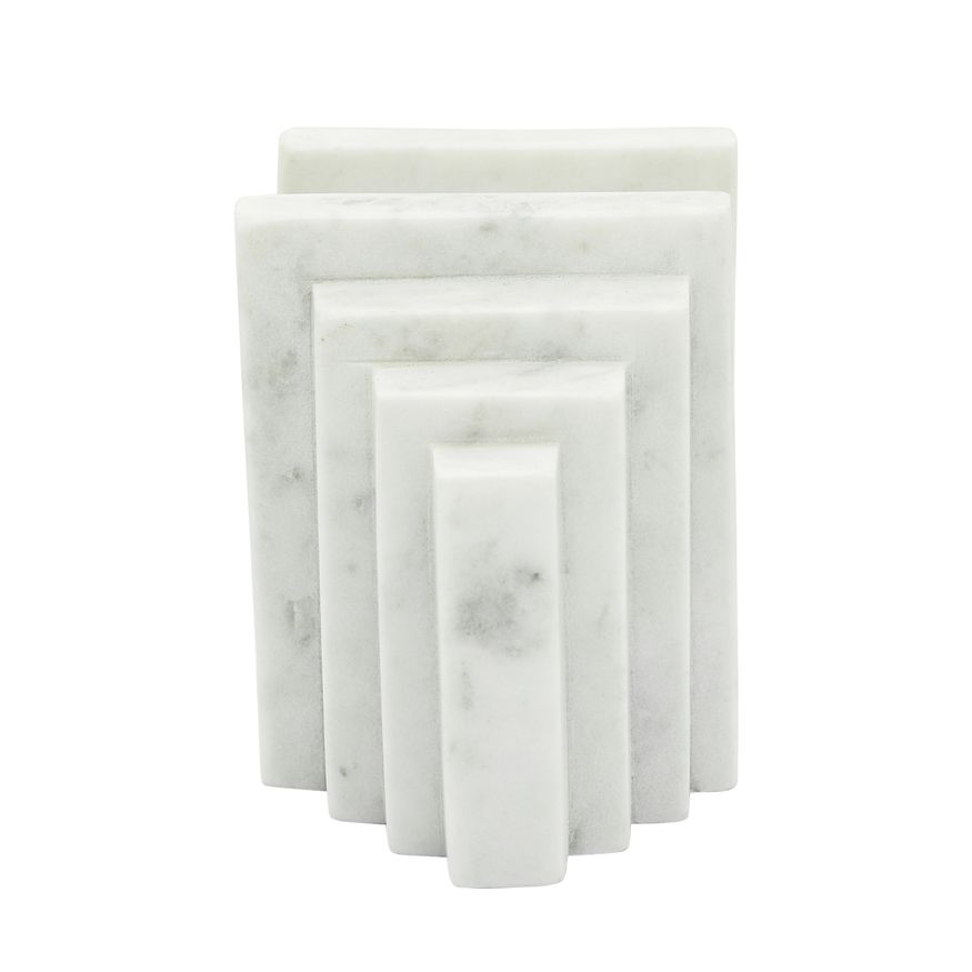 Sagebrook - 5" Marble Block Bookends (Set Of 2) in White