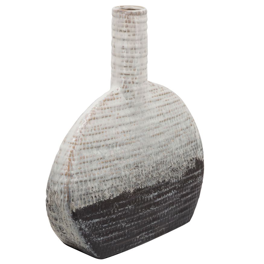 Sagebrook - 14" Textured Oval 2-tone Vase in Beige