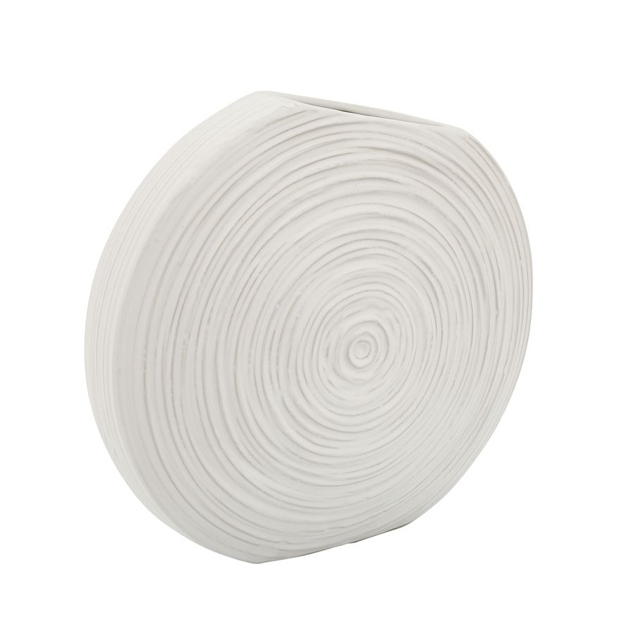 Sagebrook 11" Oval Swirled Vase - White