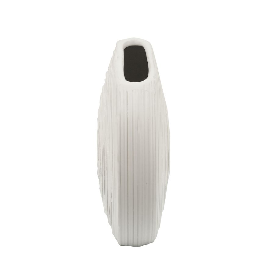 Sagebrook 11" Oval Swirled Vase - White