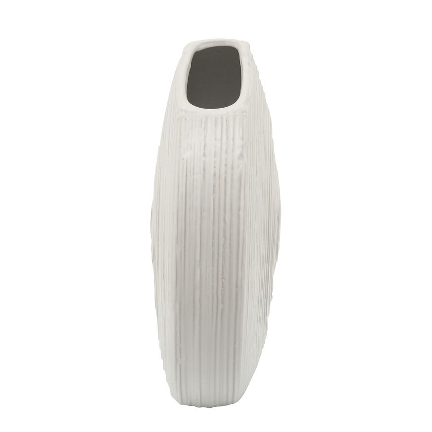 Sagebrook 14" Oval Swirled Vase - White