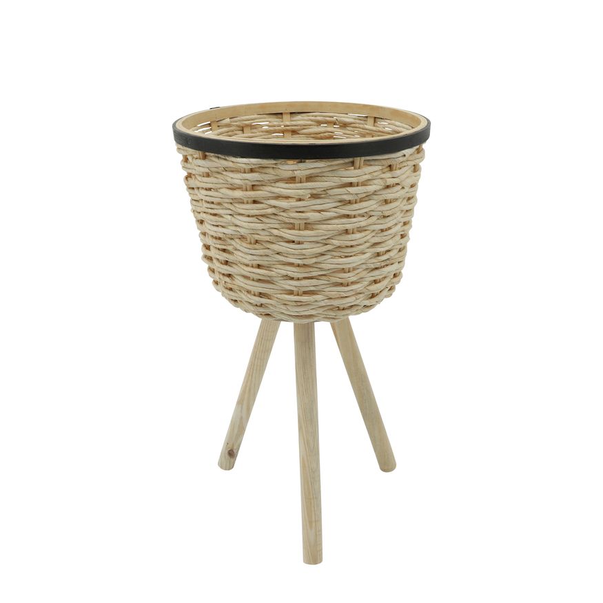 Sagebrook Wicker Footed Planters (Set Of 2) - White