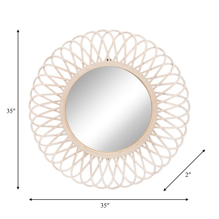 Sagebrook Wicker Daisy Mirror - Natural