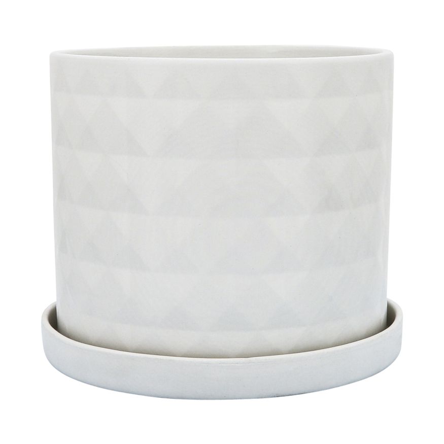 Sagebrook 10"/12" Diamond Planters With Saucer (Set Of 2) - White