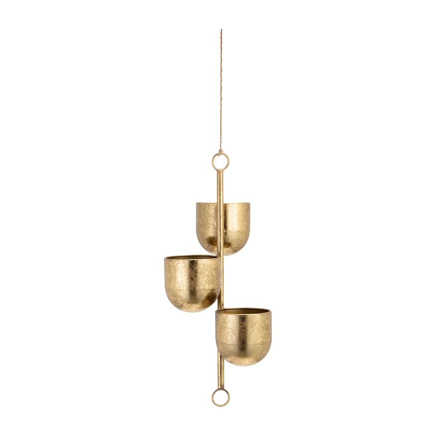 Sagebrook 4" Metal 3-Hanging Planters - Gold