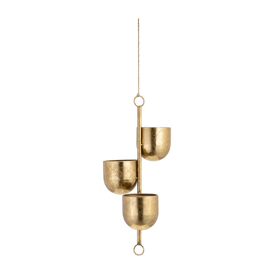 Sagebrook 4" Metal 3-Hanging Planters - Gold