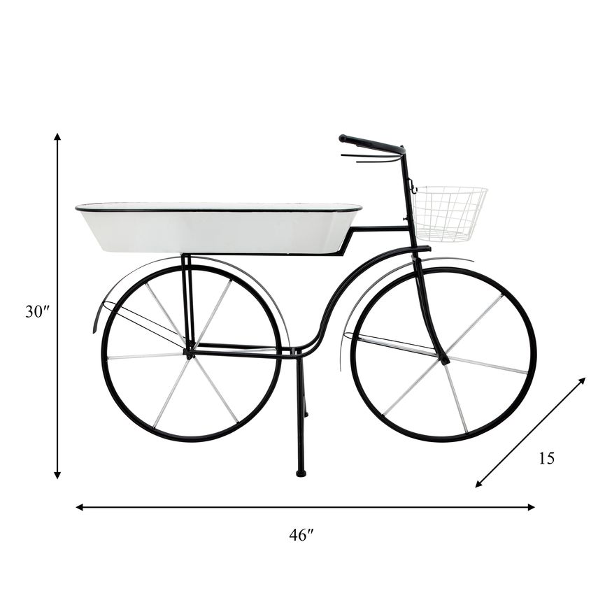 Sagebrook Metal Bike Planter - White