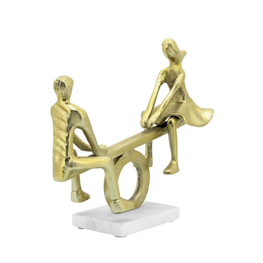 Sagebrook - 17" Metal Couple On See-Saw in Gold